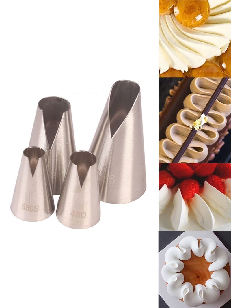 Bmaacye St. Honore Piping Tips,V-shaped wave Pastry Tips Cake Decorating Nozzles Tips Piping Kit for Pastry Cupcakes Cakes Cookies,4 Pcs - Image 1