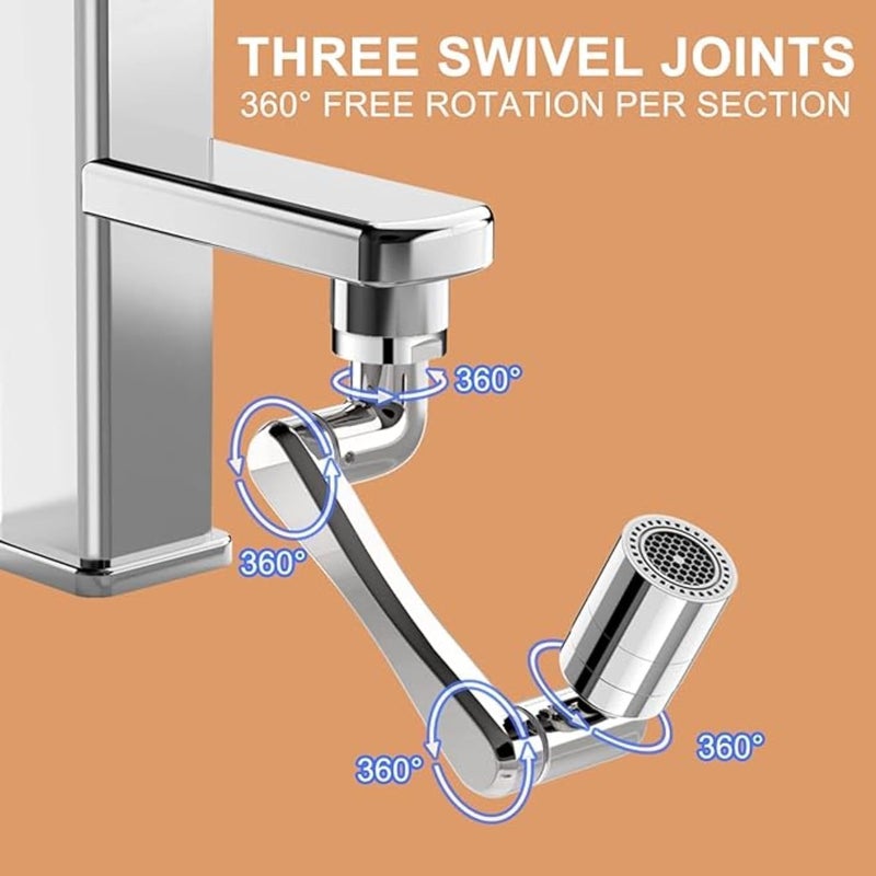 Dimitra plastic 360 Degree Flexible tap extender for kitchen sink tap Shower Sprinkler Metal hose 360 Degree Rotation Adjustable Faucet shower Silver - Image 3