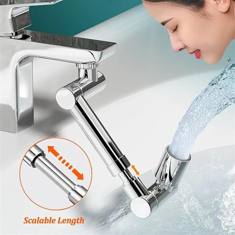 Dimitra plastic 360 Degree Flexible tap extender for kitchen sink tap Shower Sprinkler Metal hose 360 Degree Rotation Adjustable Faucet shower Silver - Image 5