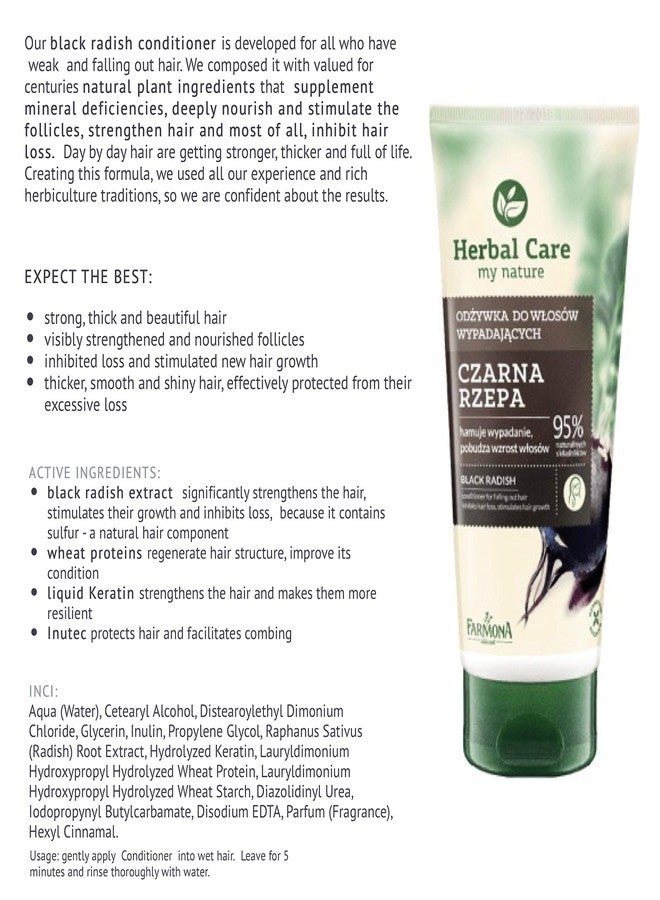 FARMONA Herbal Care: BLACK RADISH Shampoo (330 ml) & BLACK RADISH conditioner (200 ml) - for falling out hair. Product from Poland. - Image 3