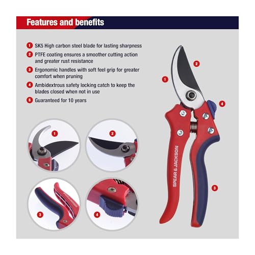 Spear  Jackson Spear & Jackson 7159BS Razorsharp Advantage Secateurs, Bypass Pruner, Red & Blue - Image 2