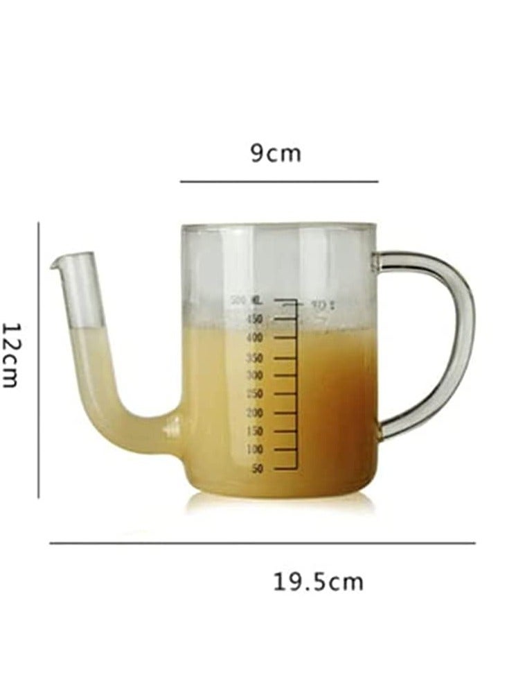 Barakah Heat-Resistant Glass Graduated Oil Filter Measuring Cup, Glass Measure Cup, Glass Water Pitcher, Water Pitcher, with Spout Fat Separator, Glass Juice Container (9*19.5*12cm, 500ml) - Image 5