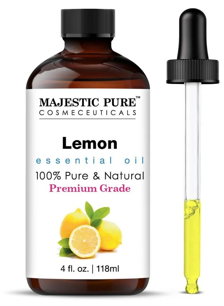 Essential Oil with Glass Dropper - 118ml 100% Pure and Natural - Essential Oils for Diffuser, Aromatherapy, Soap and Candle Making, Lemon Essential Oil, Lemon Oil | 100% pure and natural lemon oil. High-quality essential oils for diffusers, skin, aromatherapy, massage