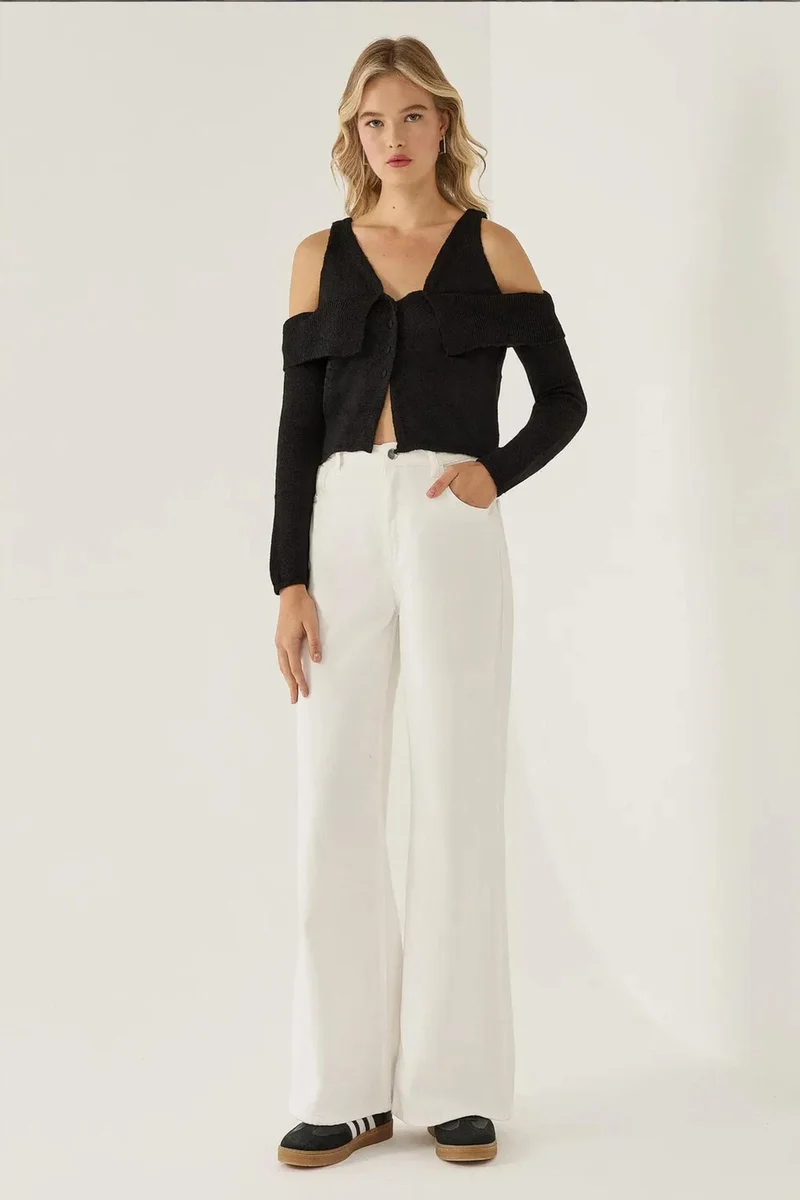 Hiccup Black Cut Out Knit Sweater for Women | Best Price UAE