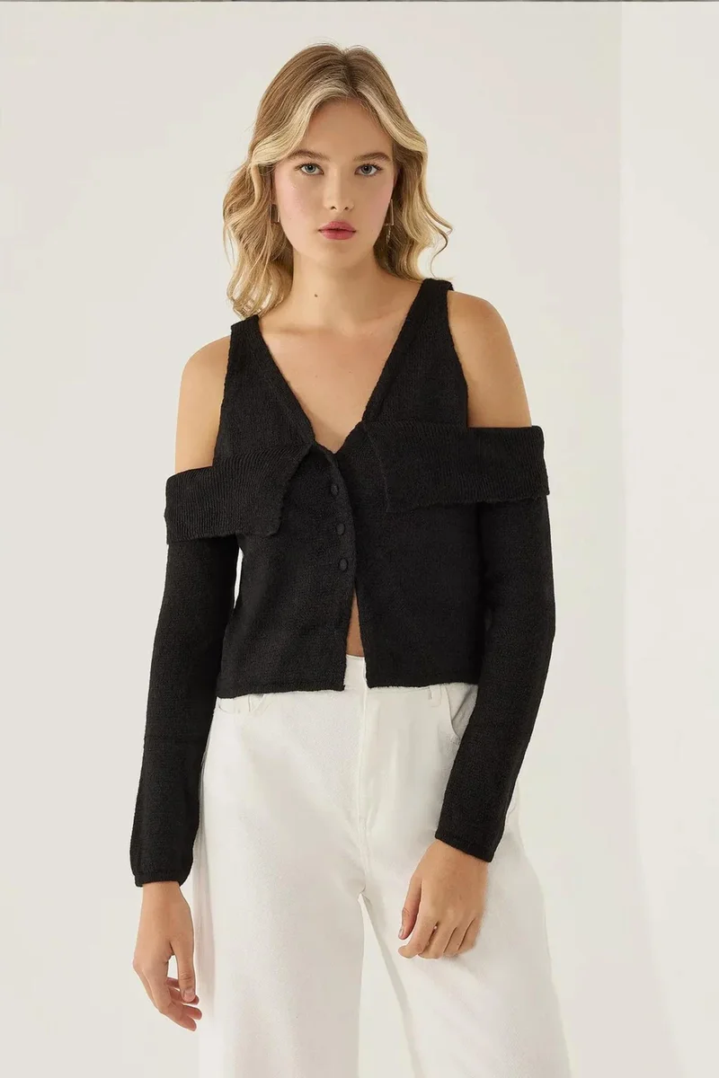 Hiccup Black Cut Out Knit Sweater for Women | Best Price UAE