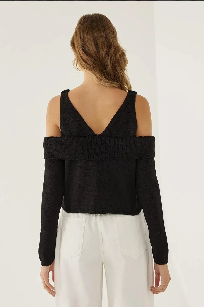 Hiccup Black Cut Out Knit Sweater for Women | Best Price UAE