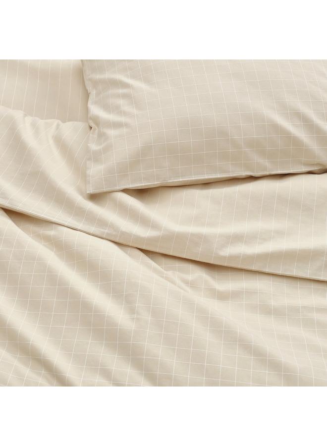 erorex Duvet cover and 2 pillowcases, beige/white, 240x220/50x80 cm - Image 3