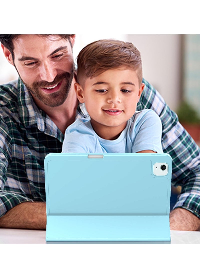 Wtech Smart Flip Auto Awake/Auto Sleep Leather Texture With Pen Holder Case Cover For Apple iPad Air 11 (iPad Air 6) 5G 2024 (6th Generation) 11 Inch / iPad Air 11 2025 Sky Blue - Image 5