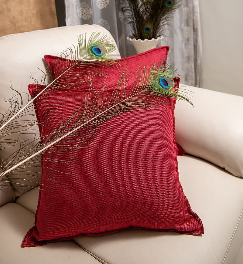 Khooti Christmas Decorative Jute Square Cushion Cover Throw Pillow Cover for Living Room Couch Diwan Single Seater Sofa, Red, 26 x 26 Inches / 65 x 65 cm Set of 1 Piece - Image 2