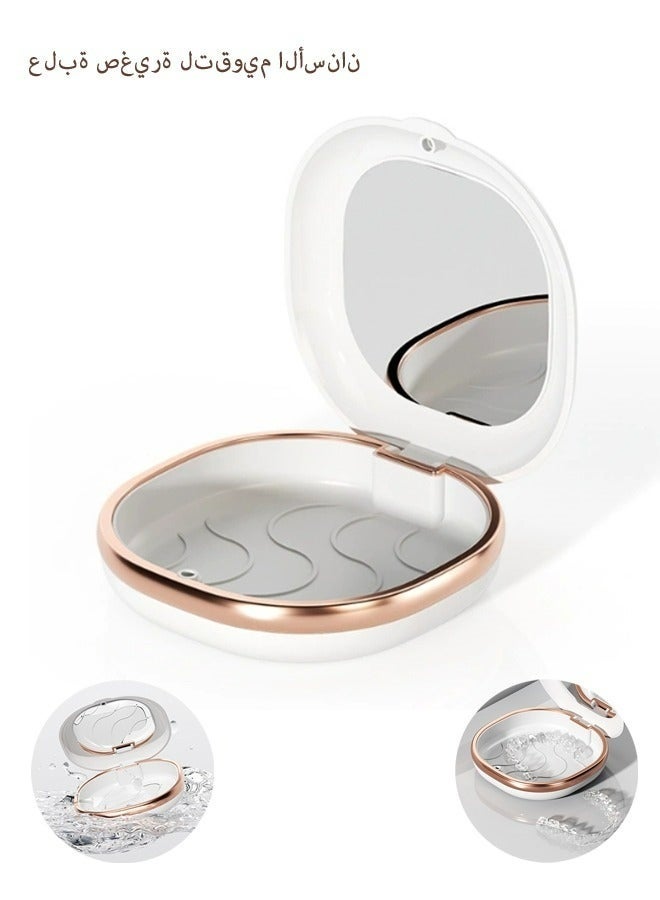 Oral Care Invisible Orthodontic Aligner Storage Box White With Mirror Dustproof Moistureproof Portable Retainer Braces Organizer Container For Daily Use Travel Home - Image 1