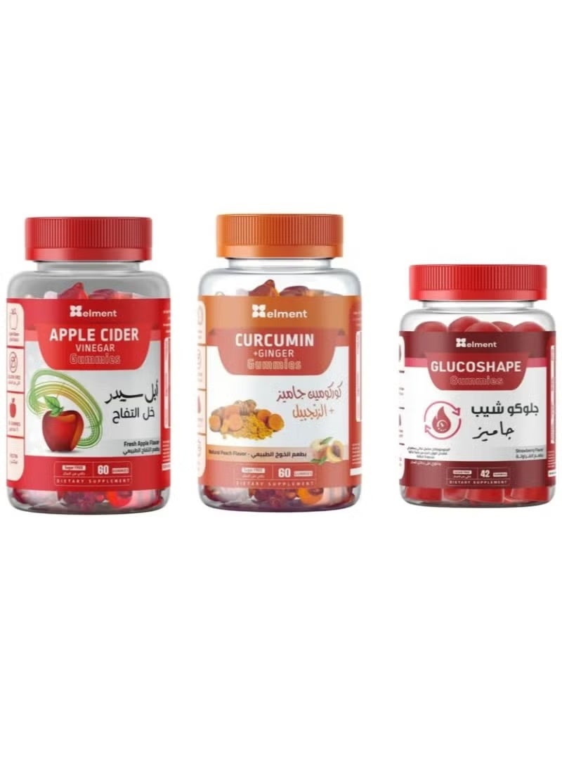 Element Weight Control Pack 3 Packs GlucoChip Gummies, Apple Cider Gummies, and Curcumin Gummies