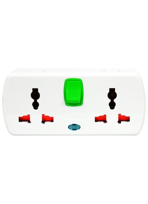Multi Plug Extension Socket, 2 Way Electrical Outlet Extender 2 pin round type, Wall Charger, Universal Plug Adapter, Charging Station for Home, Office, Kitchen, With Switch
