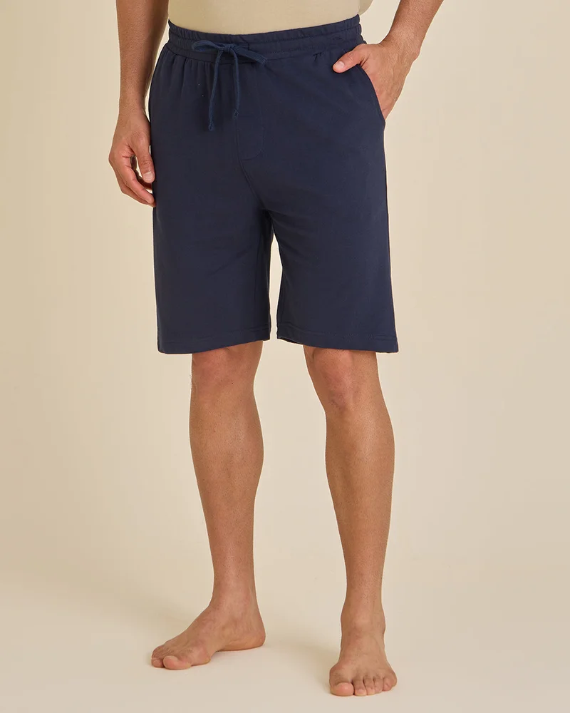 REDTAG Men Navy Plain Pyjama Shorts
