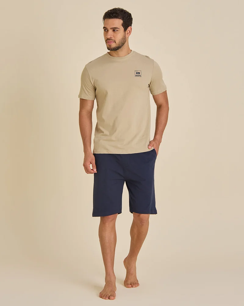 REDTAG Men Navy Plain Pyjama Shorts