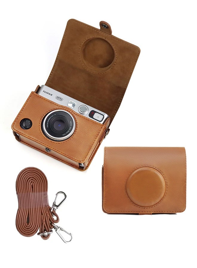 Protective Case for Instax Mini EVO Instant Camera with 96 Pockets Photo Album - Lychee Texture Premium PU Leather Fuji Mini EVO Camera Case with Adjustable Shoulder Strap  Precise Open Hole for Cha - Image 5