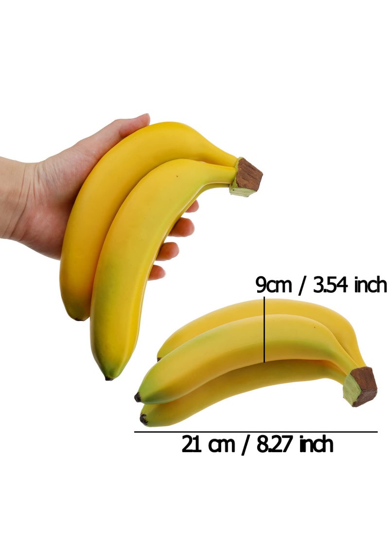 Woration Woration Realistic Lifelike Artificial Banana Bunch Simulation Fruit Decorative Fake Food Model Display Photography Props Kitchen Wedding Home Party Decor - 3 Heads  - Image 2