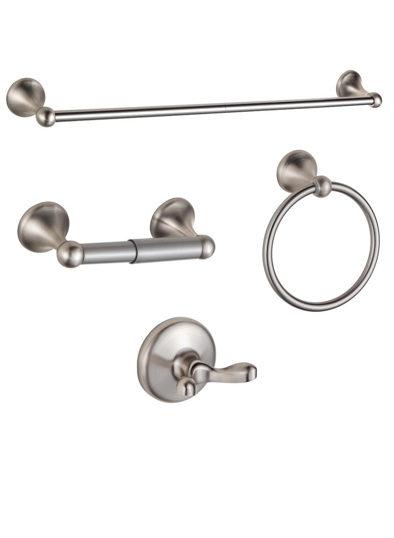 Bathroom Accessory Set, Brushed Nickel Adjustable Expandable Towel Bar 4-Piece Bathroom Hardware Set Wall Mounted - Image 1