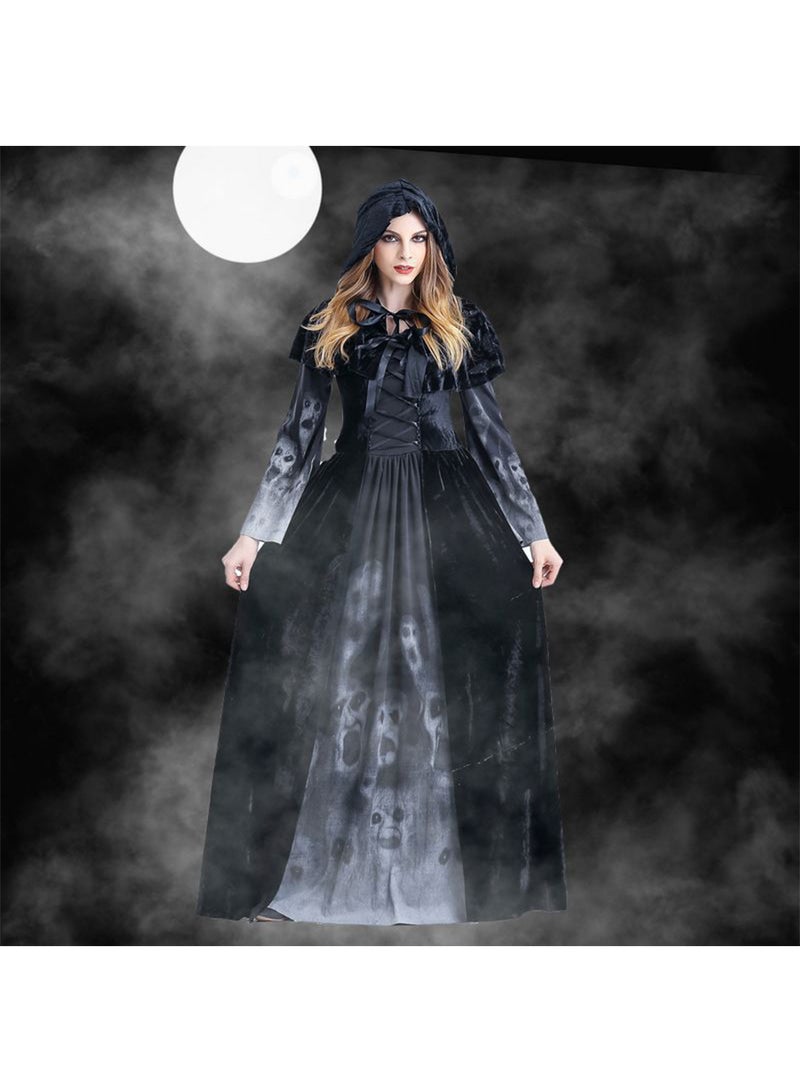 إسكدنيا Witch Costume For Women ，Wicked Witch Black Dress Outfit ，Movies And Video Games Hallowee Costume For Women - Image 1