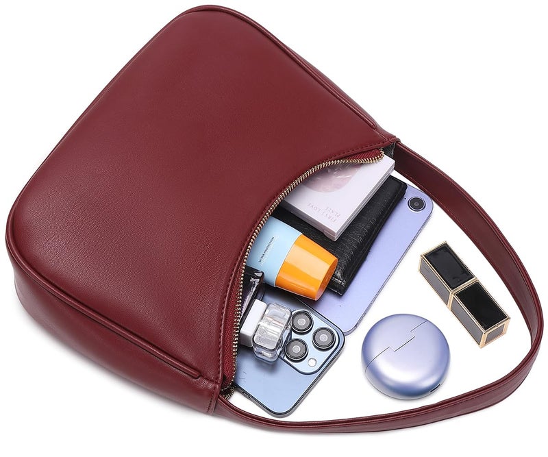 CYHTWSDJ Shoulder Bags for Women, Cute Hobo Tote Handbag Mini Clutch Purse with Zipper Closure (Cherry Red) - Image 5