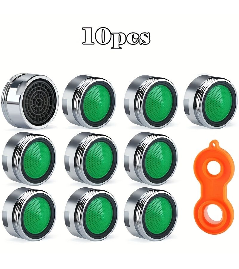 10pc Water Saving Faucet Aerators M24 24mm with Wrench Splash Free Noise Reducing - Image 1