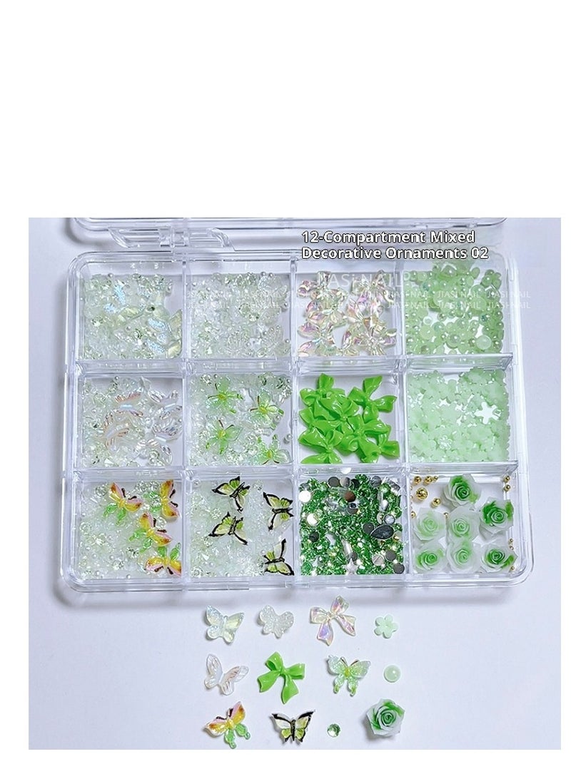 زهور ثلجية شفافة ثلاثية الأبعاد خماسية البتلات ، فراشات ، زهور ملونة ، حجر مكسر ، فن الأظافر ، الماس على شكل خاص ، ملابس مختلطة - Image 1