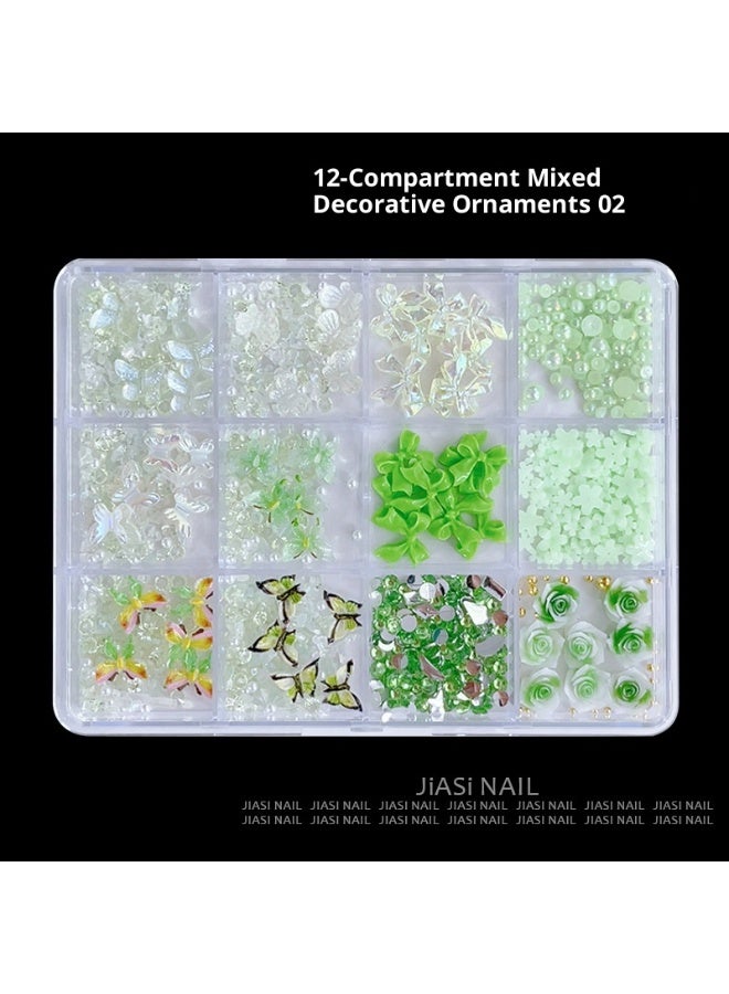 زهور ثلجية شفافة ثلاثية الأبعاد خماسية البتلات ، فراشات ، زهور ملونة ، حجر مكسر ، فن الأظافر ، الماس على شكل خاص ، ملابس مختلطة - Image 2