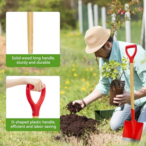 Gisafai 4 Pcs Wooden Shovel Handle Replacement Long D Shovel Handles 28.7 Inch Plastic Grip Handle for Digging Raking Tool - Image 3