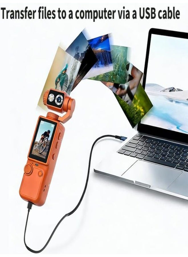 كاميرا AASHZ المحمولة باليد بدقة 4K والمزودة بمثبت (Gimbal) وعدسة دوارة - كاميرا صغيرة محمولة في الجيب ومزودة بشاشة، مثالية لتسجيل مدونات الفيديو (Vlogs) وأثناء السفر! - Image 5