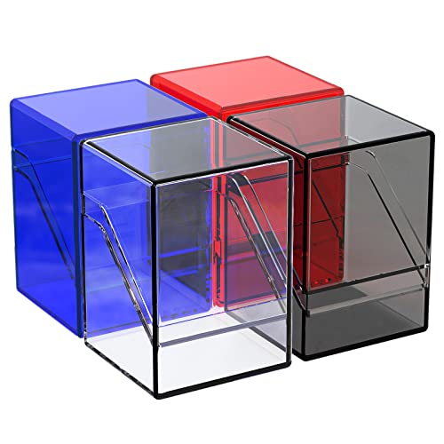 KKU 4 Pack Card Deck Cases, Trading Card Storage Boxes Acrylic Card Holder Cases, Deck Storage Box Hold 400+ Sleeved Cards Fit for Sport Cards (4 Colors) - Image 1