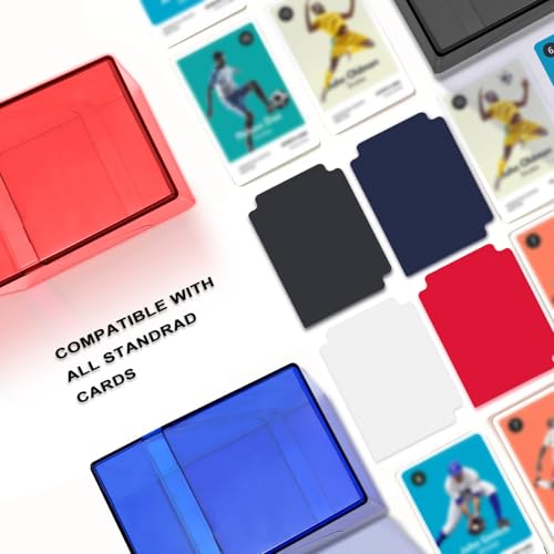 KKU 4 Pack Card Deck Cases, Trading Card Storage Boxes Acrylic Card Holder Cases, Deck Storage Box Hold 400+ Sleeved Cards Fit for Sport Cards (4 Colors) - Image 5