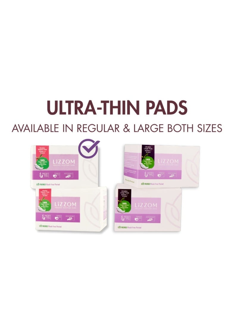 LiZZOM Organic Ultra Thin Regular Sanitary Pads with Wings, Pack of 2 (20 Pads), Bamboo Top Sheet, Biodegradable Back Sheet - Image 4