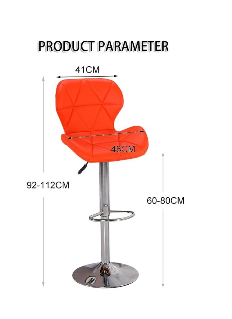 Generic Height Adjustable Bar Stools PU Faux Leather Padded Swivel Barstools Modern Counter Height Chairs with Backrest and Footrest for Pub Kitchen Counter (Orange, 2)  - Image 2