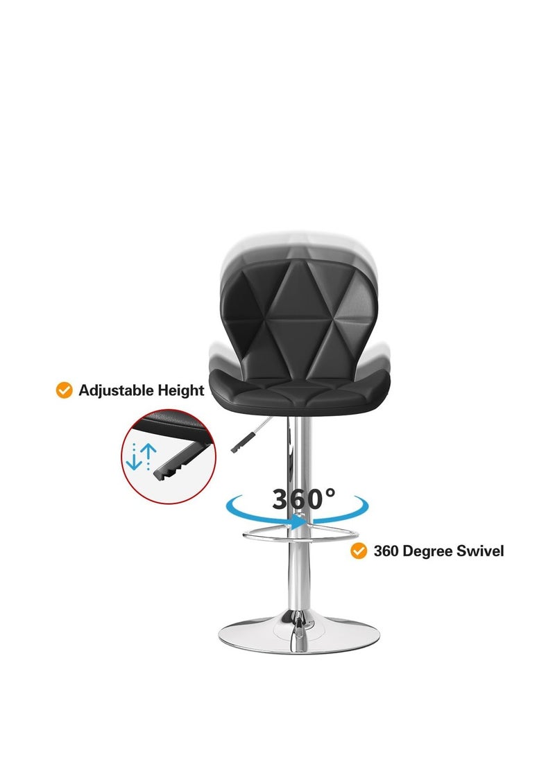 Generic Height Adjustable Bar Stools PU Faux Leather Padded Swivel Barstools Modern Counter Height Chairs with Backrest and Footrest for Pub Kitchen Counter (Orange, 2)  - Image 3