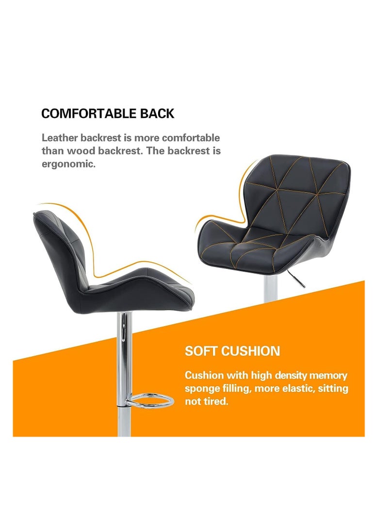 Generic Height Adjustable Bar Stools PU Faux Leather Padded Swivel Barstools Modern Counter Height Chairs with Backrest and Footrest for Pub Kitchen Counter (Orange, 2)  - Image 4