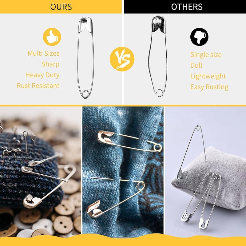 XKDOUS Safety Pins - 150 Pcs Assorted Sizes Gold Pins Bulk - Small & Large Heavy Duty for Clothes, Sewing, Craft - Image 4