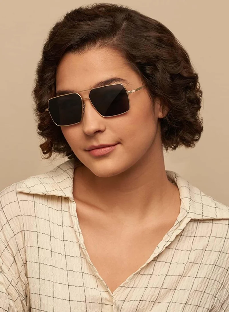 VINCENT CHASE Vincent Chase by Lenskart | Grey Square Stylish Sunglasses | Polarized & UV Protected | For Men & Women | Large | VC S13128
