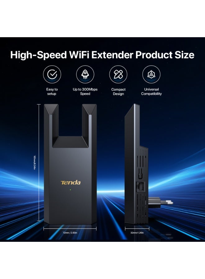 Tenda WiFi Extender N300, WiFi Extender Signal Booster, with Ethernet Port, Up to 800 Sq. Ft.,Single Band WiFi Booster, Repeater Mode&AP Mode,Easy Setup,2.4GHz only White - Image 2