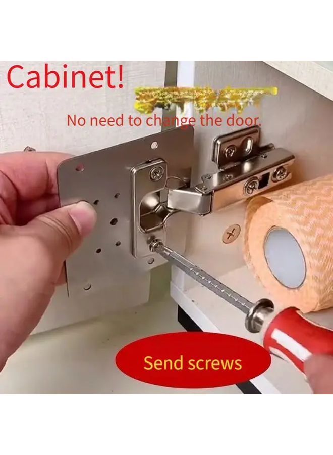 4 Pcs Stainless Steel Cabinet Hinge Repair Plate Heavy Duty Kitchen Door Bracket - Image 2