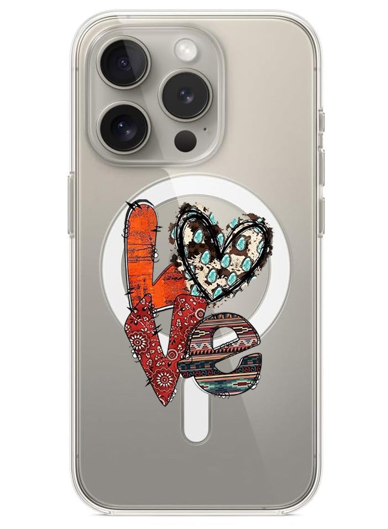 Theodor Magnetic Case for iPhone 15 Pro Max 6.7-inch Compatible with MagSafe Wireless Charging, Shockproof Phone Bumper Cover Love 2 copy - Image 1
