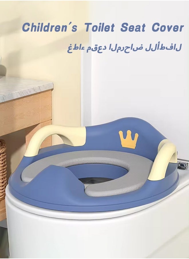 الدليبن مقعد تدريب المرحاض المحمول للأطفال، مقعد كبير غير قابل للانزلاق، كرسي تدريب المرحاض للأطفال الصغار، مع وسادة مبطنة قابلة للفصل من يوريثان، مقبض آمن، واقي من رذاذ الطفل للمرحاض البيضاوي المستدير  - Image 1