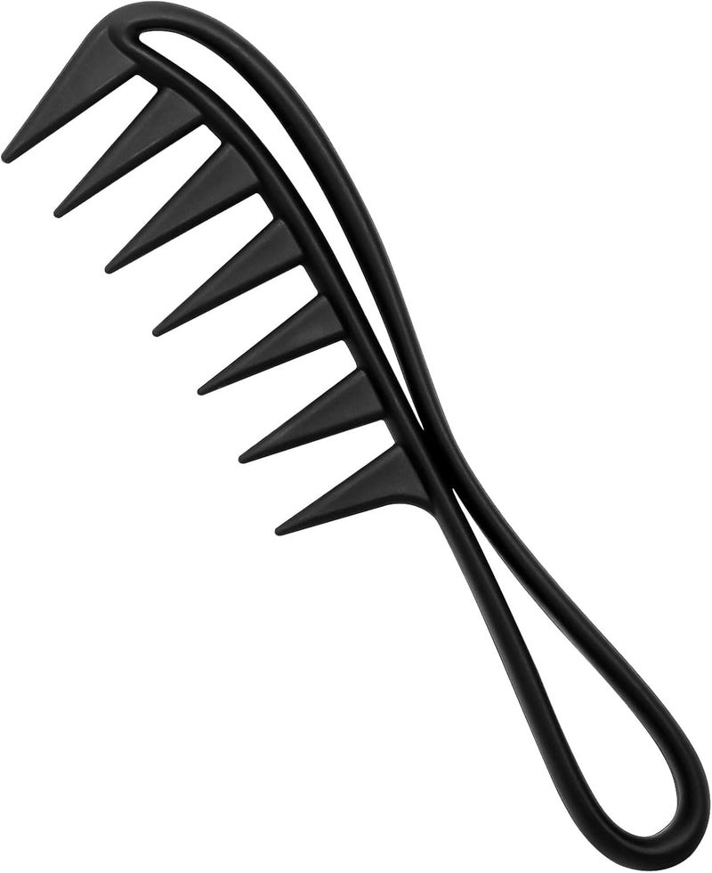 Wide Tooth Shark Comb Curly Hair Salon Barber Comb for Wet Hair and Long Hair Detangling for Different Types of Hair Black