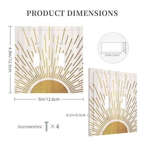 Spshian Mid Century Boho Abstract Sunrise Gold Sun Double Toggle Light Switch Covers Decorative 2 Gang Wall Plate Electrical Faceplate Switchplate for Country Bathroom Bedroom Living Room Decor - Image 5