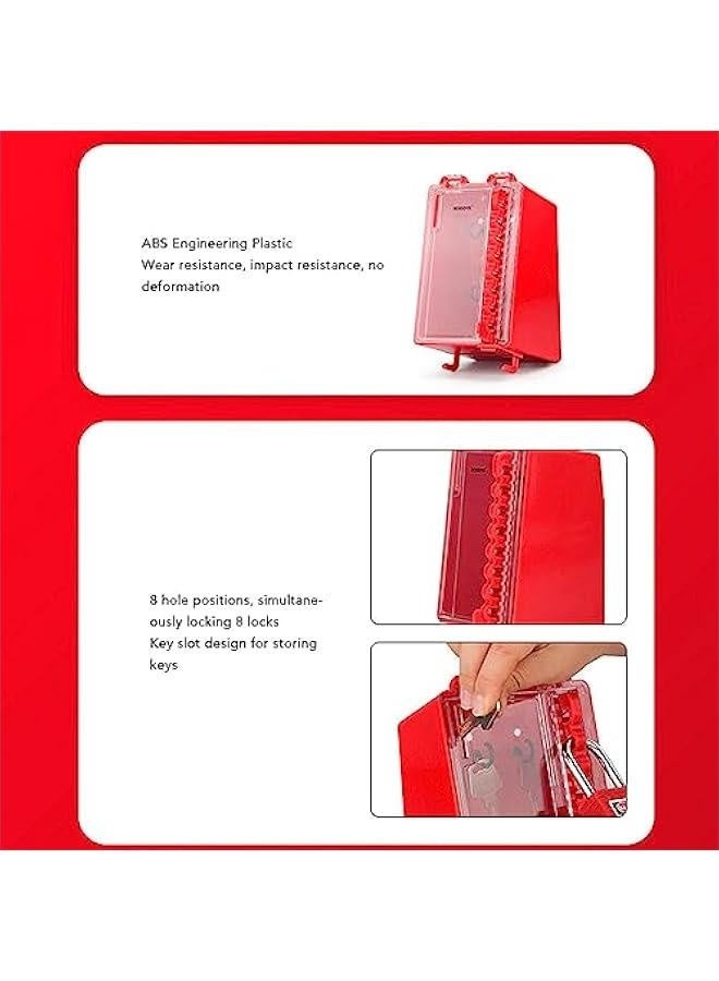 Lockout Tagout Box Kit, Safety Lockout Box, Loto Station Wall Mount, Safety Group Padlock Box, with 8 Hole Positions Hanging, for Lockout Tagout Safety - Image 3