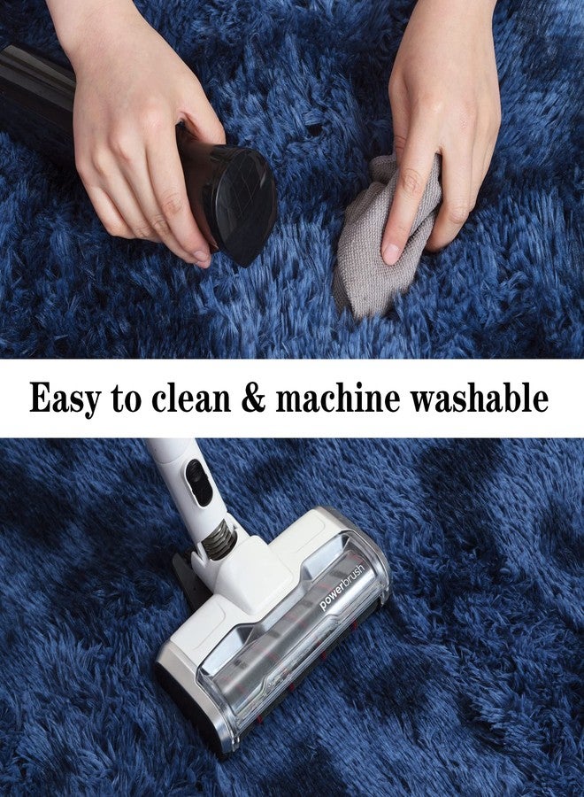 duduta Navy Blue Fluffy Bedroom Rug 3x5 ft, Tie-Dye Shag Plush Area Rug for Nursery Playroom Dorm Living Room Decor - Image 5