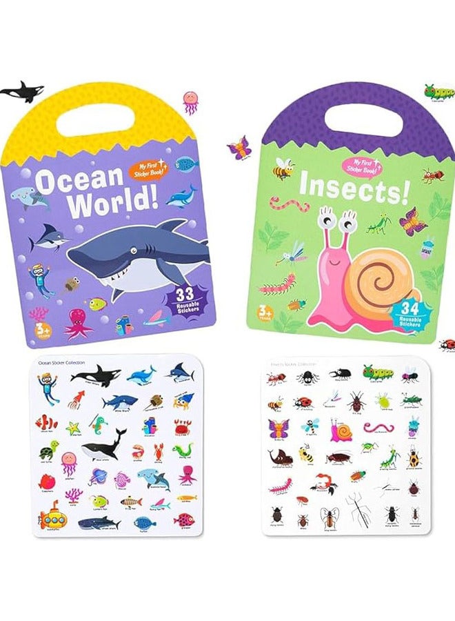 Pack of 2 Portable Jelly Stickers Books - Reusable Jelly Stickers for Toddler kids girls and boys - Image 1