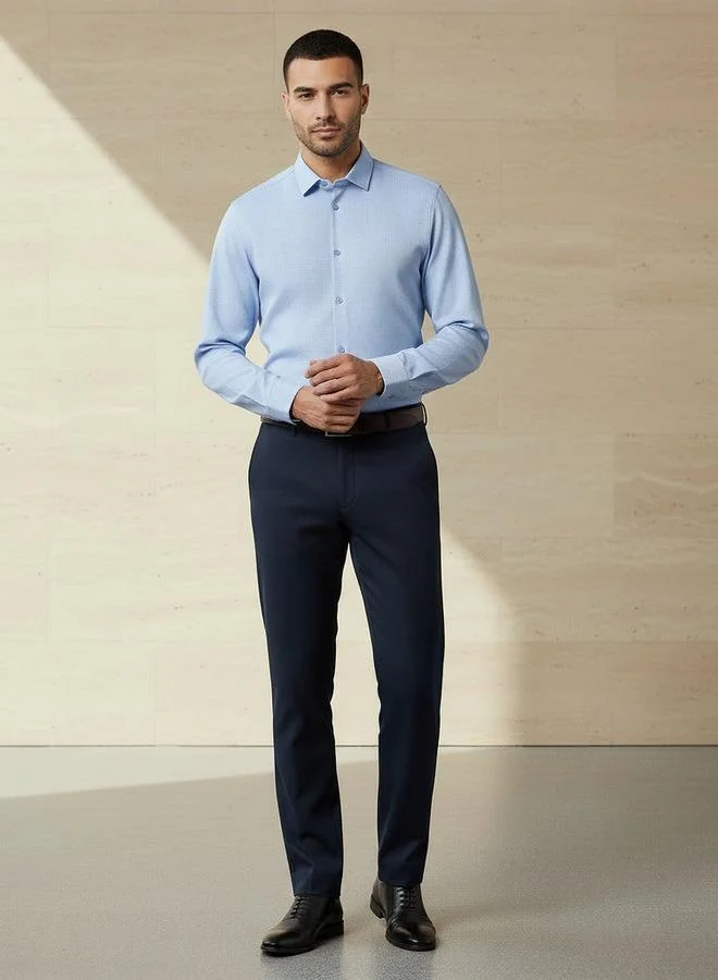Splash FAV Men Slim Fit Collared Textured Long Sleeves Shirt