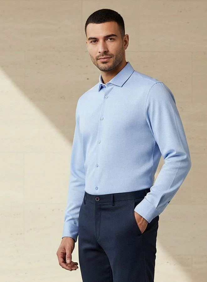 Splash FAV Men Slim Fit Collared Textured Long Sleeves Shirt
