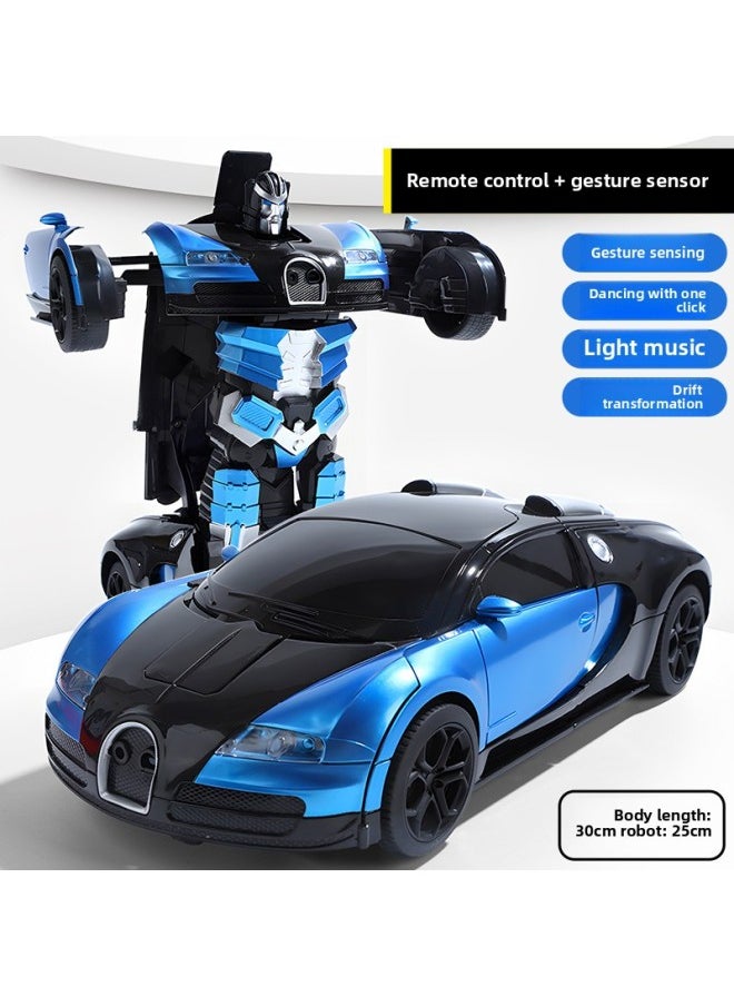 Generic - Gesture Induction Deformation Remote Control Car Children's Large Charging Racing King Kong Robot Boy Voice Control Toy-Color:Upgraded 3 Sets Of Batteries (135 Minutes Of Battery Life + Lifetime Warranty + Remote Control Screwdriver) - Large 28cm - Blue - Gadi [remote Control + Gesture Sensor] - Image 1