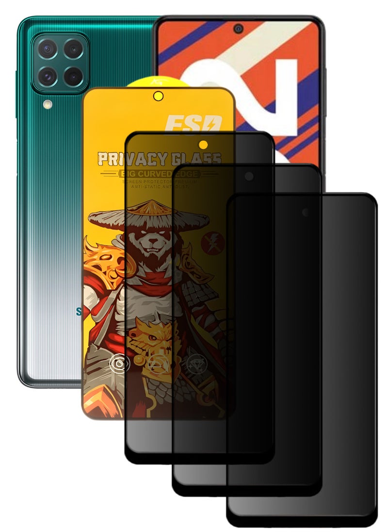 ESD 3 Pieces Tempered Dustproof Privacy Glass Screen Protector Compatible For Samsung Galaxy F62 - Image 1