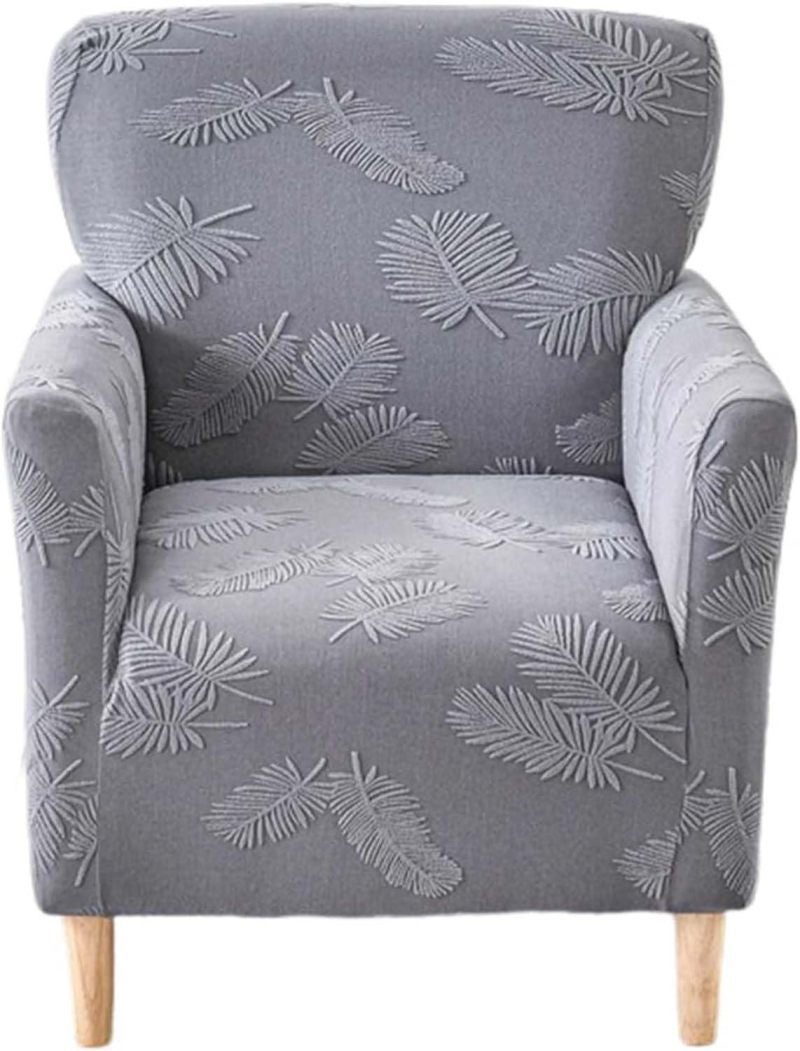 Stretch Armchair Cover: Dark Gray 50-80 Cm - Non Slip Tuck-In Design, Total Stain & Wear Protection, Machine Washable Single Chair Cover for Living Room, Office Worn Furniture - Image 1
